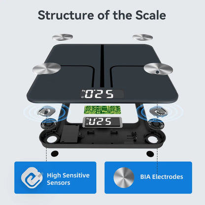 Smart Body Composition Scale with ITO Sensor | 12 Metrics, 0.1 lb Precision, Fitdays Bluetooth App & 400 lb Capacity