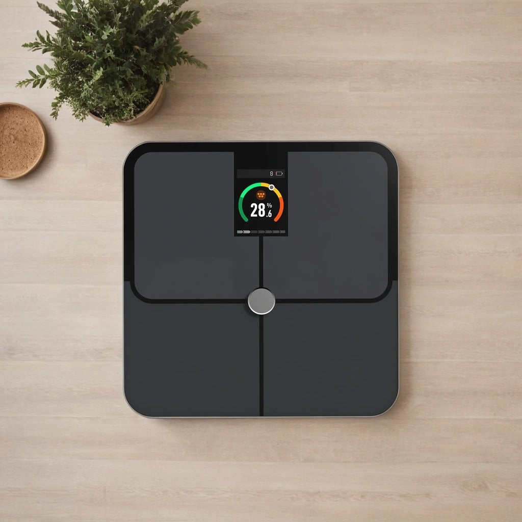 Smart Body Fat Scale with TFT Color Display | 16 Metrics, Heart Rate, Bluetooth App Sync, Tempered Glass & 400 lb Capacity