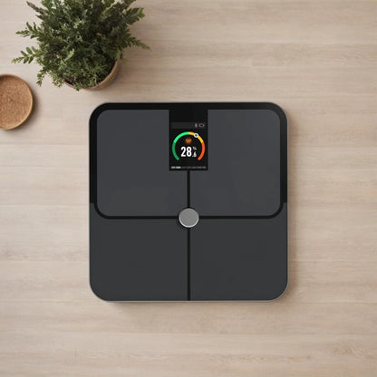 Smart Body Fat Scale with TFT Color Display | 16 Metrics, Heart Rate, Bluetooth App Sync, Tempered Glass & 400 lb Capacity