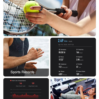 Smart Health Ring | Heart Rate & SpO₂ | Skin Temp | Sleep & Fitness Tracker | Waterproof