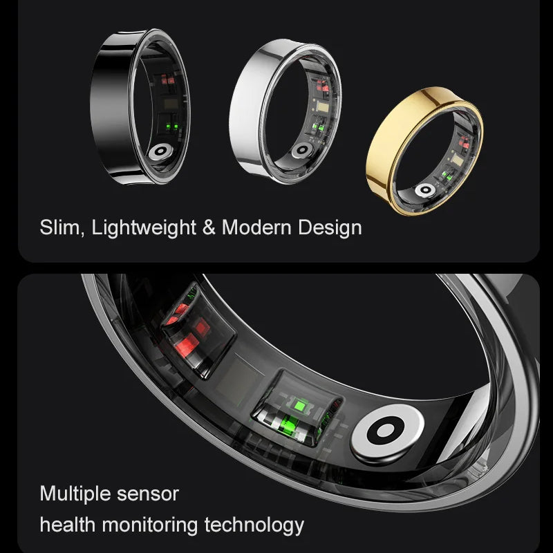 Smart Health Ring | Heart Rate & SpO₂ | Skin Temp | Sleep & Fitness Tracker | Waterproof