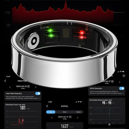 Smart Health Ring | Heart Rate & SpO₂ | Skin Temp | Sleep & Fitness Tracker | Waterproof