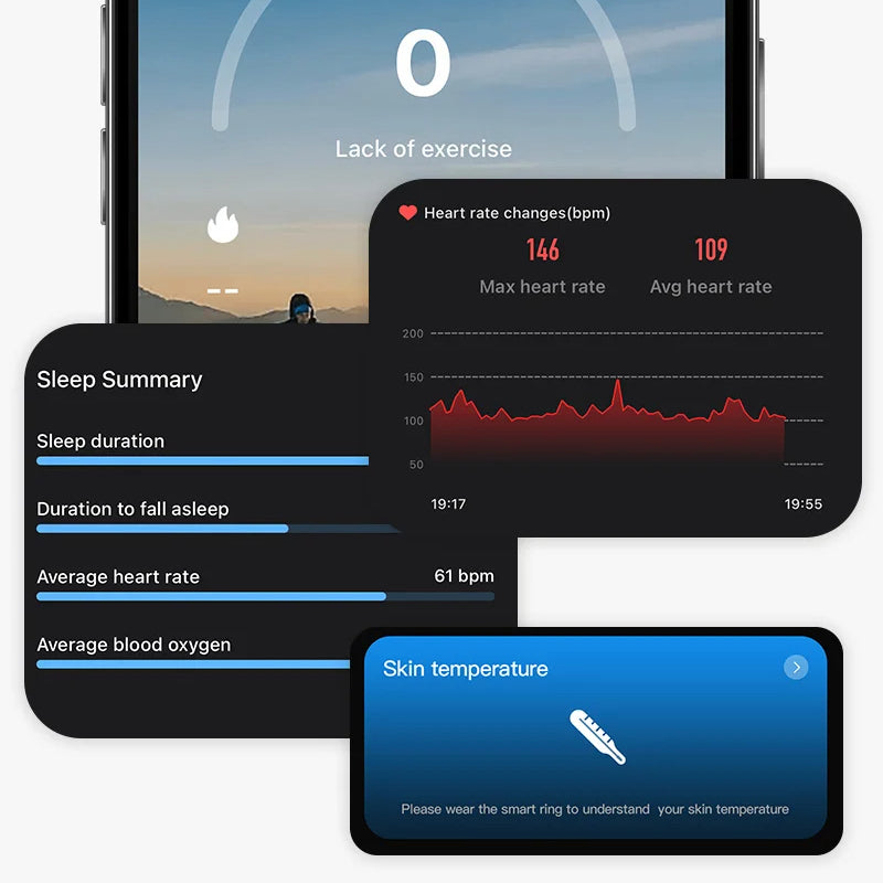 Smart Health Ring | Heart Rate & SpO₂ | Skin Temp | Sleep & Fitness Tracker | Waterproof