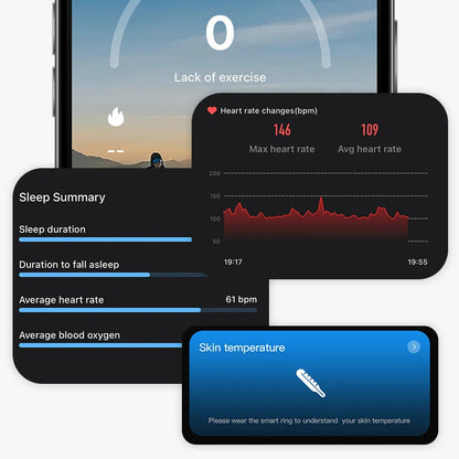 Smart Health Ring | Heart Rate & SpO₂ | Skin Temp | Sleep & Fitness Tracker | Waterproof