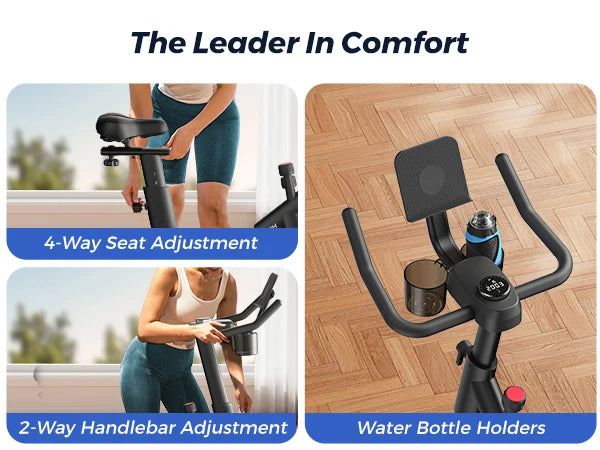 Smart Indoor Cycling Bike with 15 lb Flywheel | Quiet Belt Drive, Bluetooth App Sync, LED Monitor & 300 lb Capacity