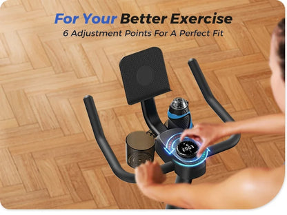 Smart Indoor Cycling Bike with 15 lb Flywheel | Quiet Belt Drive, Bluetooth App Sync, LED Monitor & 300 lb Capacity