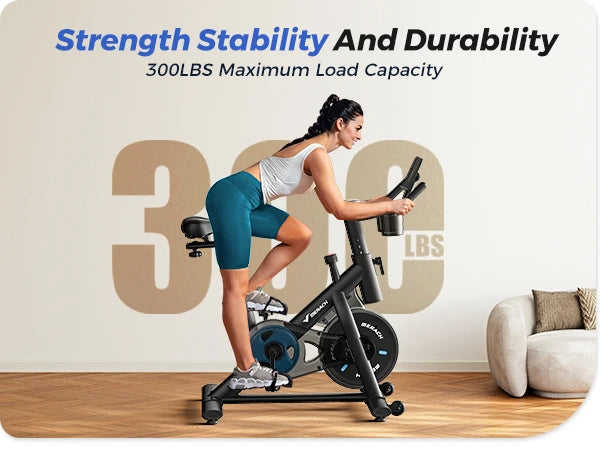 Smart Indoor Cycling Bike with 15 lb Flywheel | Quiet Belt Drive, Bluetooth App Sync, LED Monitor & 300 lb Capacity