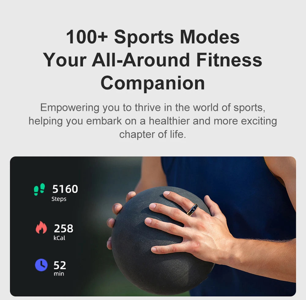 Smart Fitness Ring with Rotating Spinner | Heart Rate, Sleep and Activity Tracking, 60-Day Battery, App Sync & Charging Case