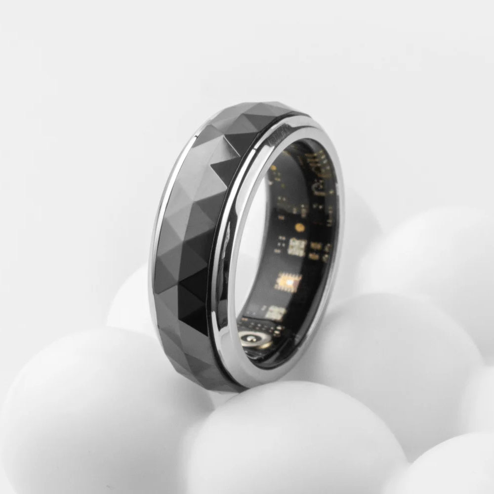 Smart Fitness Ring with Rotating Spinner | Heart Rate, Sleep and Activity Tracking, 60-Day Battery, App Sync & Charging Case