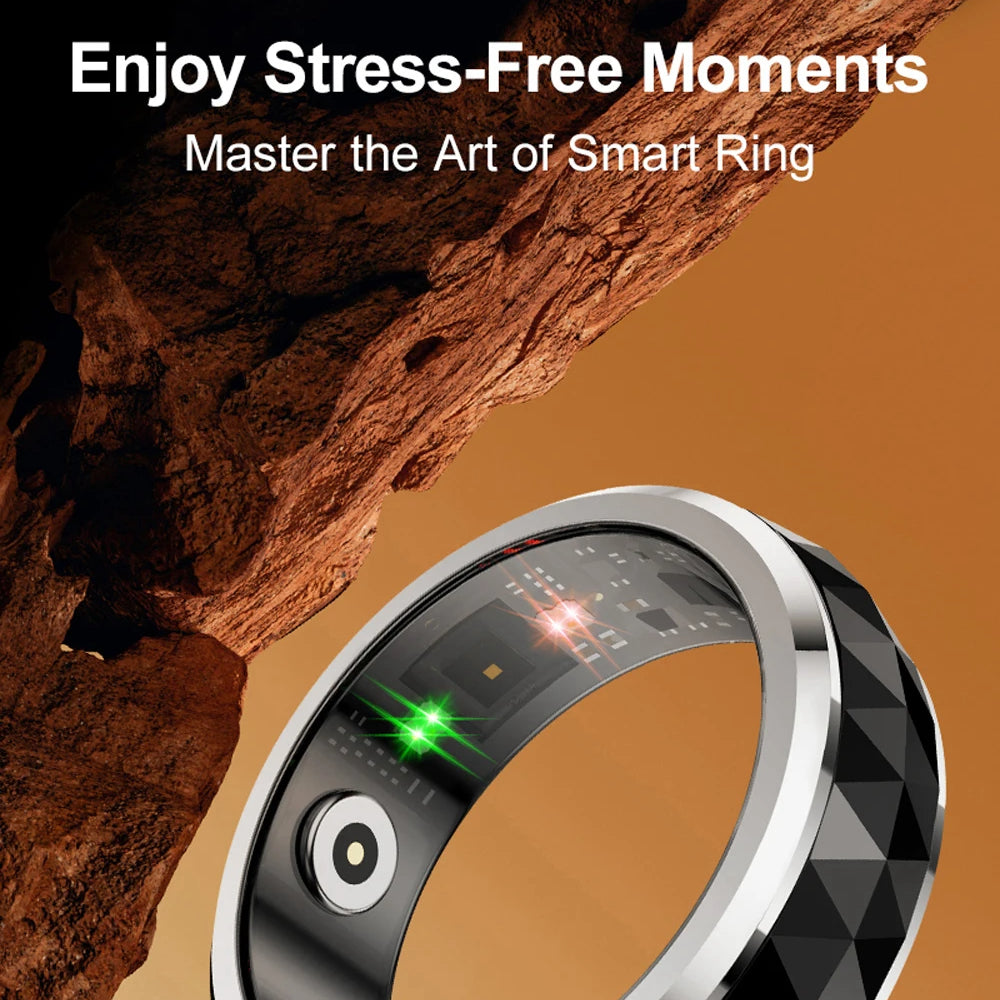 Smart Fitness Ring with Rotating Spinner | Heart Rate, Sleep and Activity Tracking, 60-Day Battery, App Sync & Charging Case