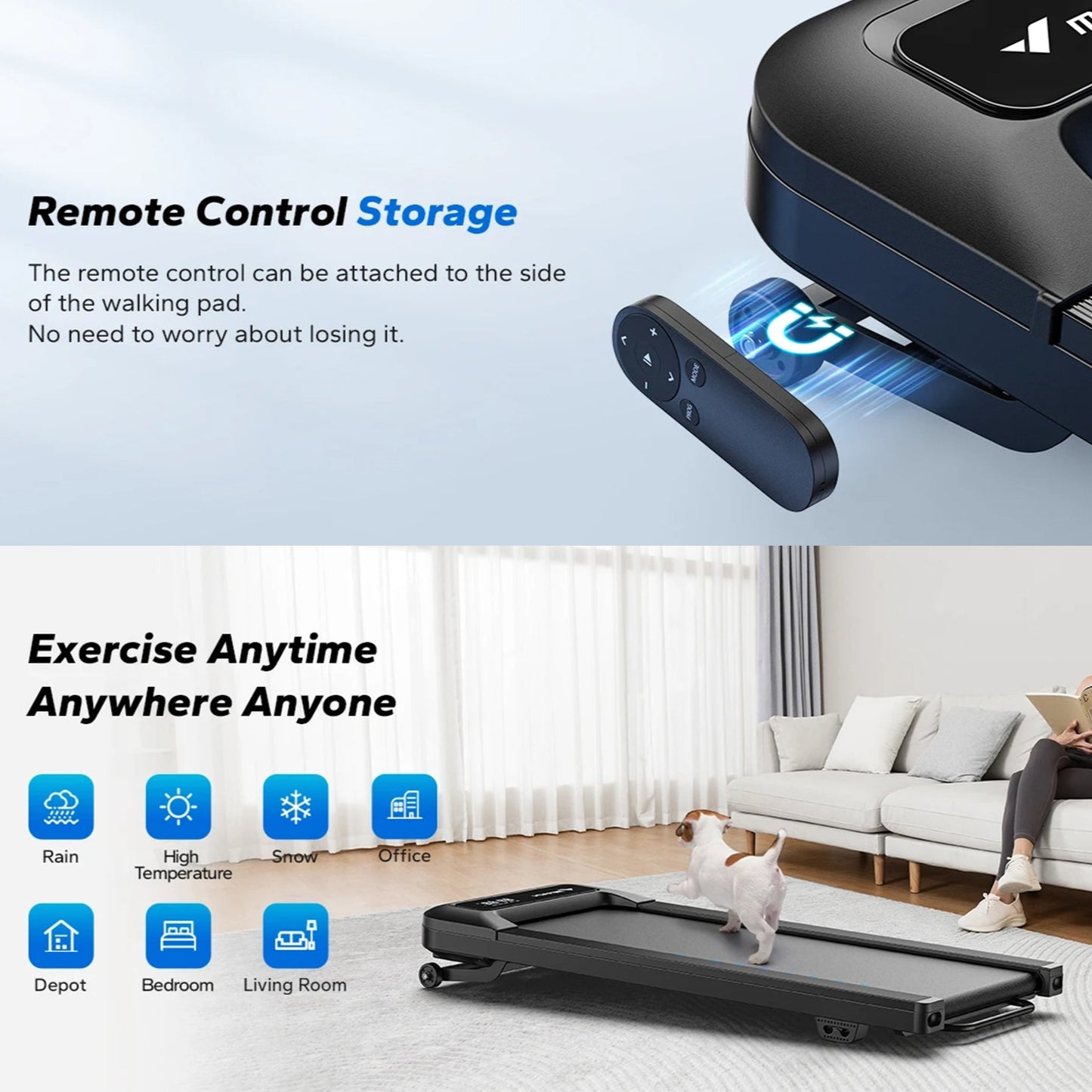 Under Desk Walking Pad Treadmill with 9% Electric Incline | 2.5HP Motor, 265 lb Capacity, Bluetooth App, LED & Remote