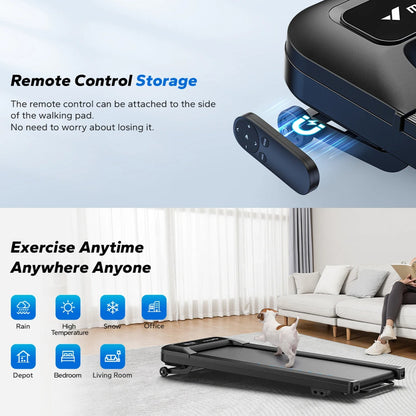Under Desk Walking Pad Treadmill with 9% Electric Incline | 2.5HP Motor, 265 lb Capacity, Bluetooth App, LED & Remote