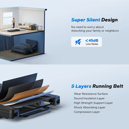 Under Desk Walking Pad Treadmill with 9% Electric Incline | 2.5HP Motor, 265 lb Capacity, Bluetooth App, LED & Remote