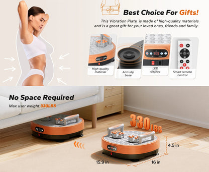 Vibration Plate Exercise Machine with Foot Massage | 99 Speeds, 9 Programs, 330 lb Capacity, Resistance Bands & Push-Up Bars