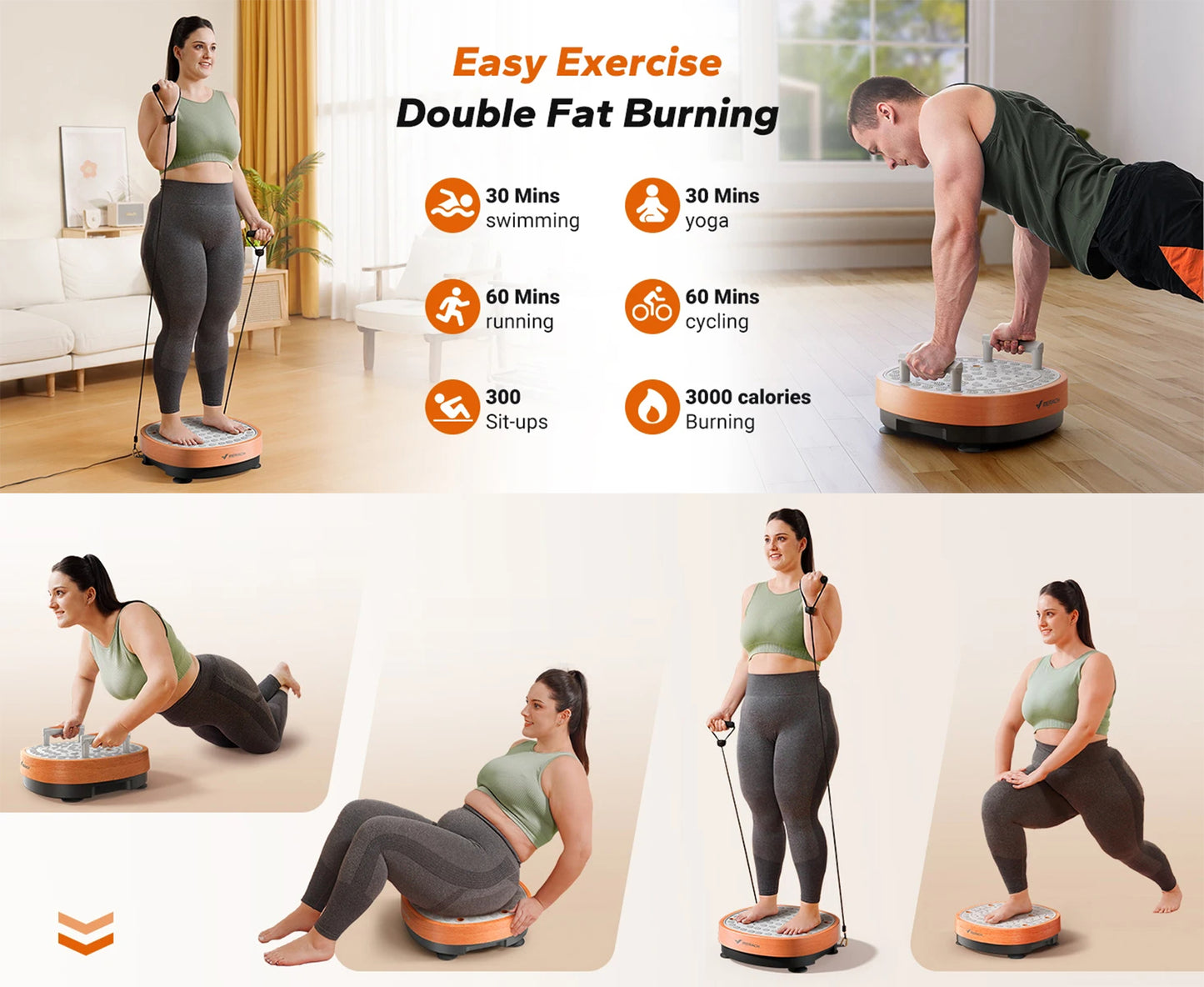 Vibration Plate Exercise Machine with Foot Massage | 99 Speeds, 9 Programs, 330 lb Capacity, Resistance Bands & Push-Up Bars