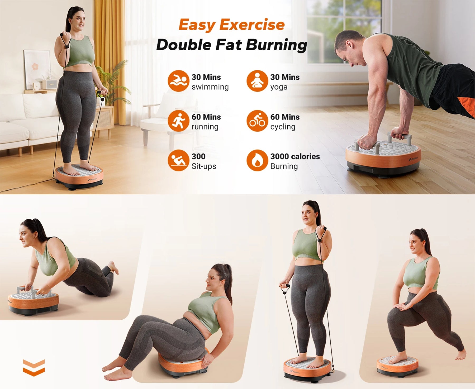 Vibration Plate Exercise Machine with Foot Massage | 99 Speeds, 9 Programs, 330 lb Capacity, Resistance Bands & Push-Up Bars