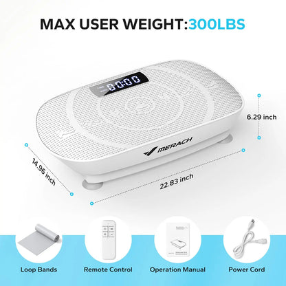 Vibration Plate Exercise Machine | 10-Speed Whole Body Vibration Platform with Resistance Bands & Remote | Fat Burning, Muscle Toning & Circulation Booster