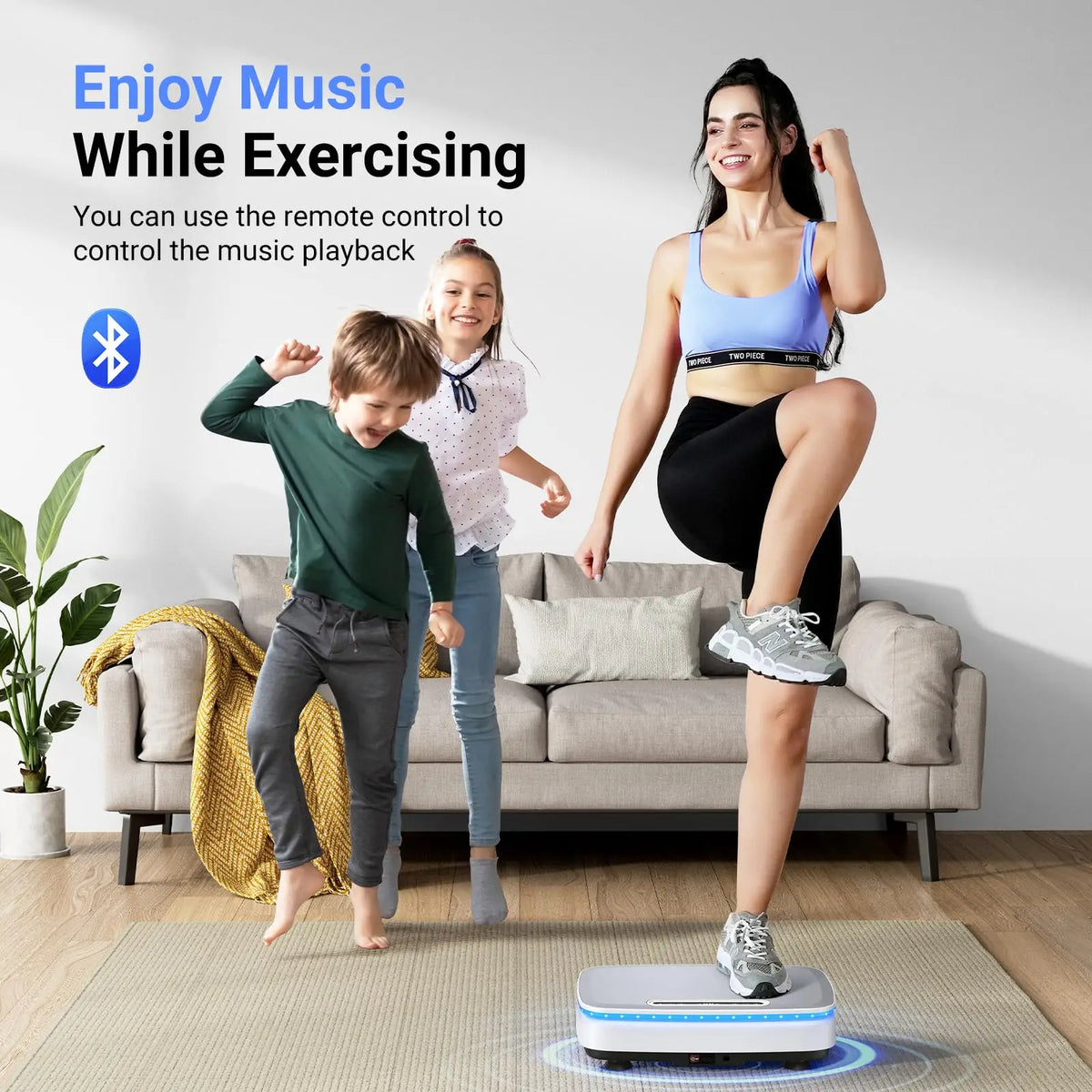 Vibration Plate Exercise Machine with Bluetooth Speaker and LED Lights, 99 Speeds