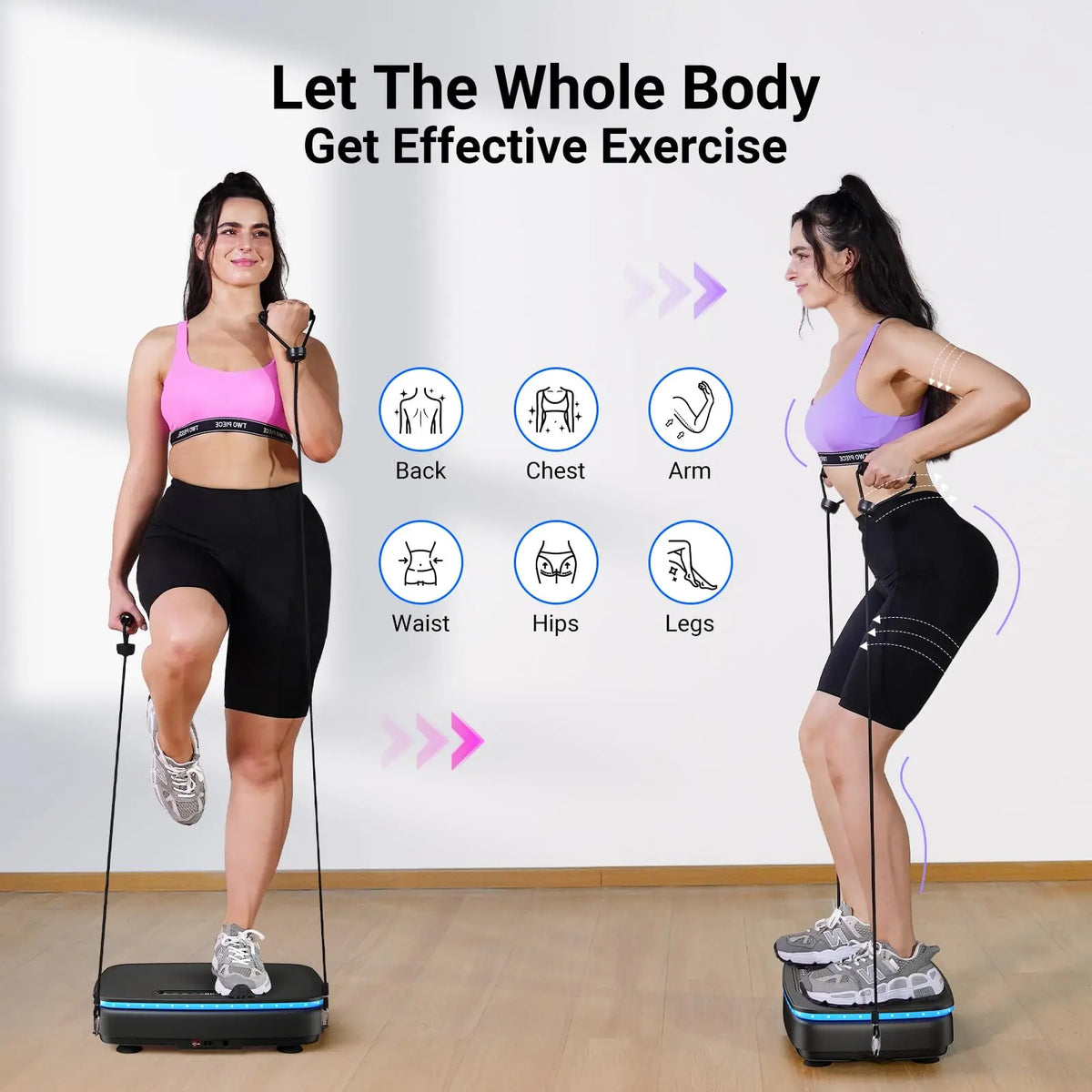 Vibration Plate Exercise Machine with Bluetooth Speaker and LED Lights, 99 Speeds