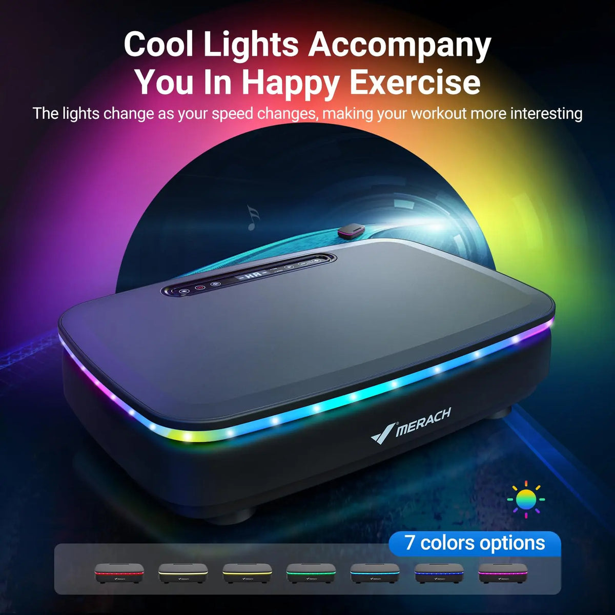 Vibration Plate Exercise Machine with Bluetooth Speaker and LED Lights, 99 Speeds