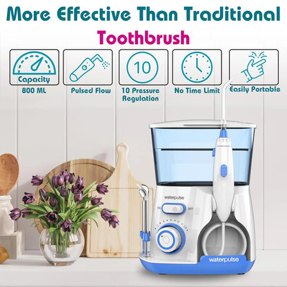 Professional Oral Irrigator | 1800 Pulses/min, 800ml Tank, 5 Tips & Adjustable Pressure | Electric Water Flosser for Braces, Implants & Gum Health