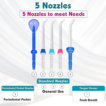 Professional Oral Irrigator | 1800 Pulses/min, 800ml Tank, 5 Tips & Adjustable Pressure | Electric Water Flosser for Braces, Implants & Gum Health
