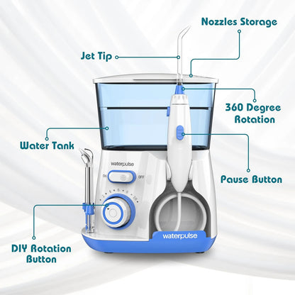 Professional Oral Irrigator | 1800 Pulses/min, 800ml Tank, 5 Tips & Adjustable Pressure | Electric Water Flosser for Braces, Implants & Gum Health