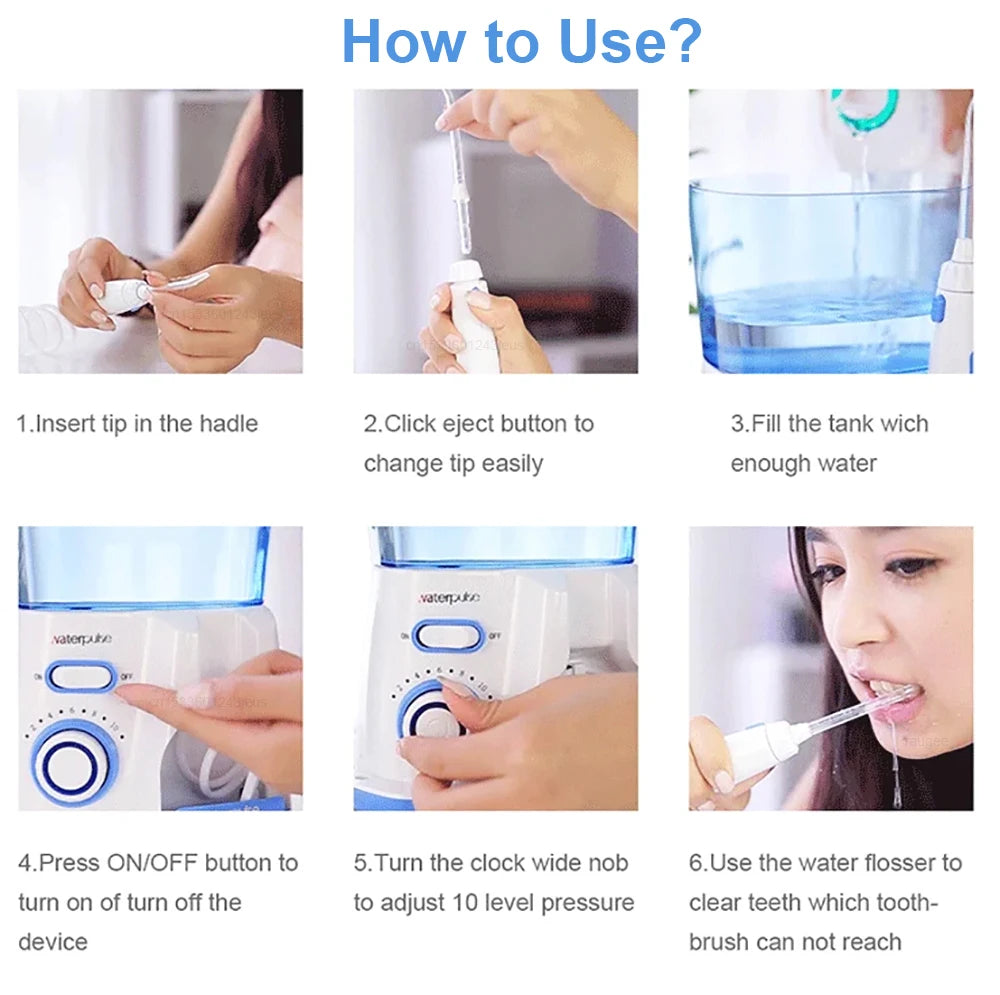 Countertop Water Flosser, 800 ml Tank, 10 Pressure Settings and 5 Tips