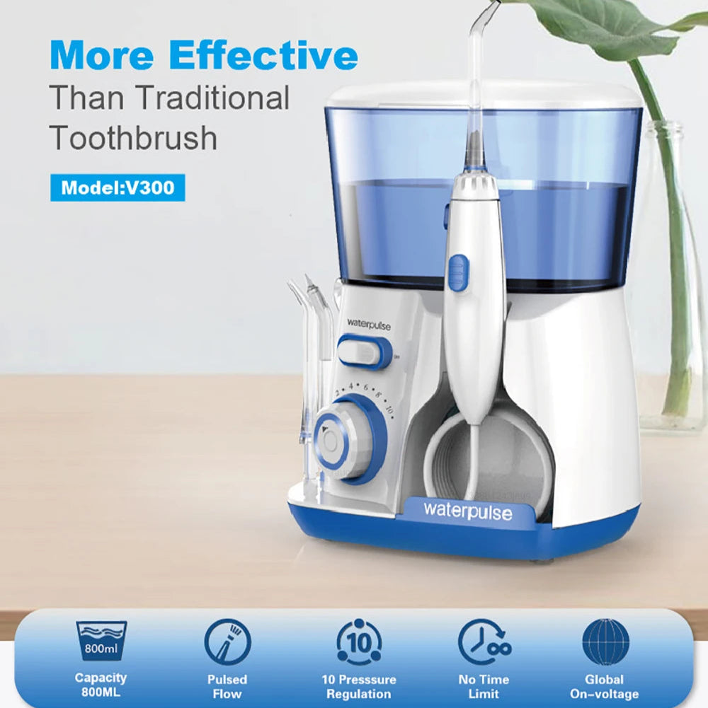 Countertop Water Flosser, 800 ml Tank, 10 Pressure Settings and 5 Tips