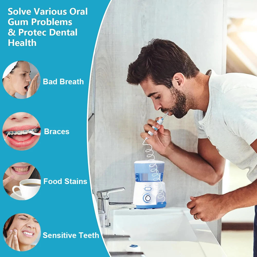 Professional Oral Irrigator | 1800 Pulses/min, 800ml Tank, 5 Tips & Adjustable Pressure | Electric Water Flosser for Braces, Implants & Gum Health