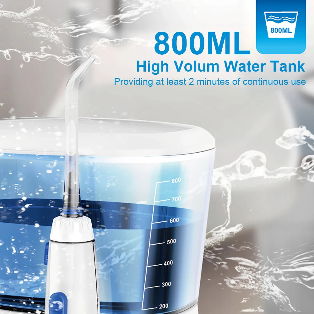 Countertop Water Flosser, 800 ml Tank, 10 Pressure Settings and 5 Tips