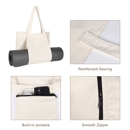 Yoga Mat Carry Bag | Canvas Yoga Mat Tote with Adjustable Strap & Extra Storage | Lightweight Mat Carrier for Gym, Studio & Travel