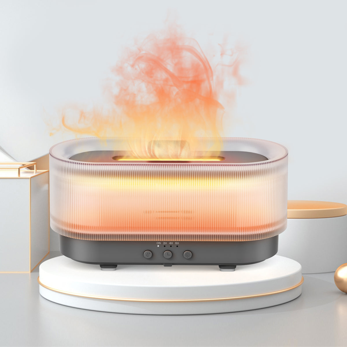 Flame Effect Essential Oil Diffuser, 300 ml, Ultrasonic Mist and Auto Shut-Off