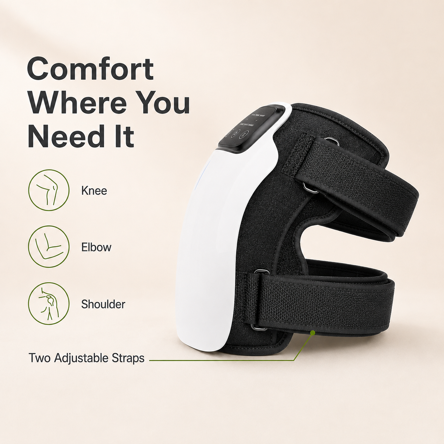 Cordless Heated Knee Massager with Vibration | 3 Heat Levels, 3 Massage Modes, 3000mAh Battery & Adjustable Knee, Elbow and Shoulder Wrap