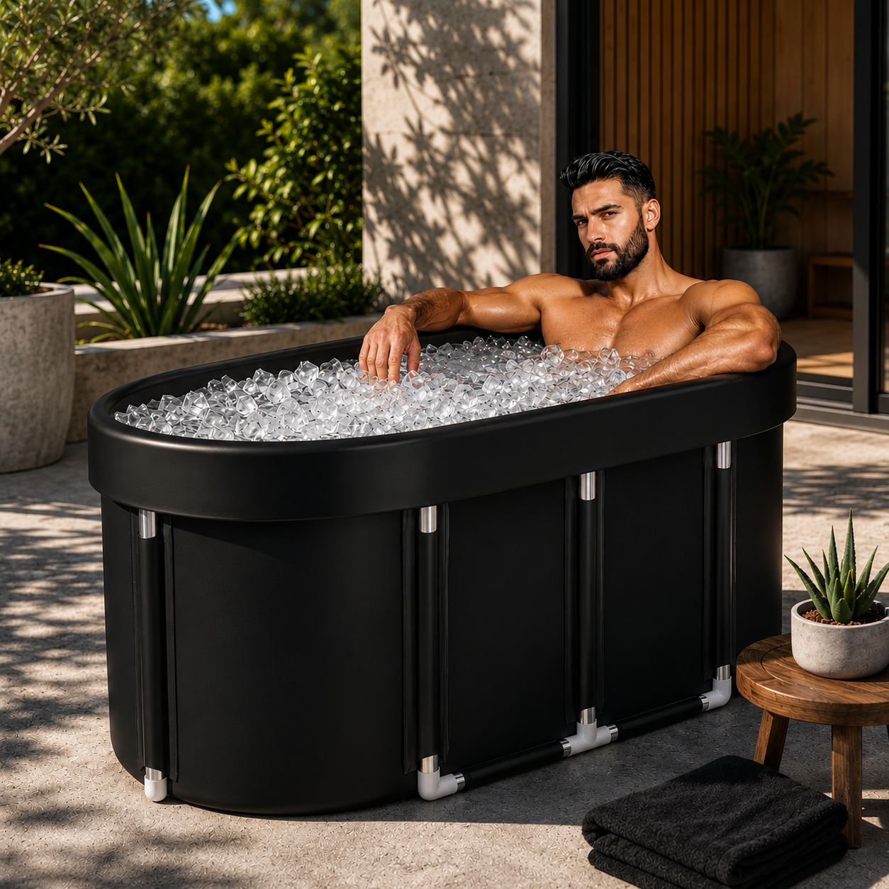 Ice Bath Tub | 129-Gallon Oval Cold Plunge Tub for Adults, Portable Insulated Recovery Bath for Home & Outdoor Use