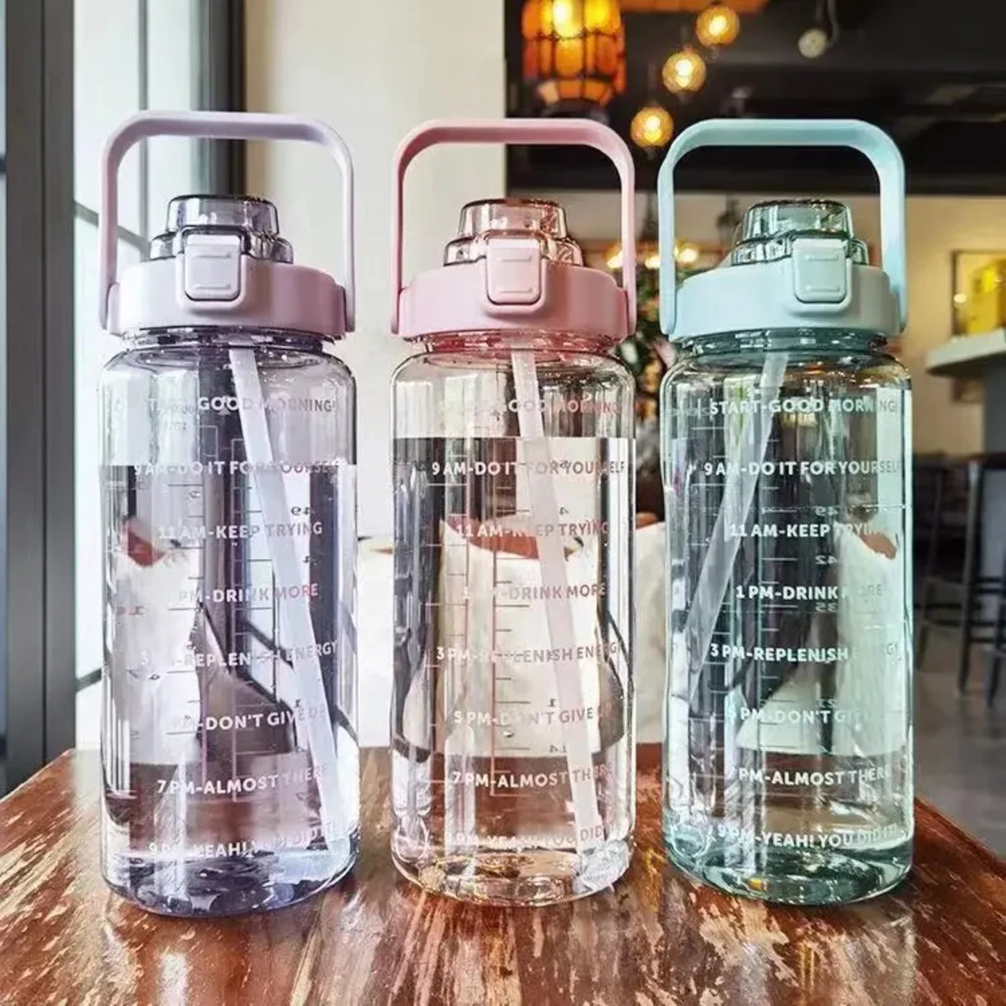 68oz Motivational Water Bottle | 2L BPA-Free Bottle with Time Marker & Straw | Leakproof, Reusable Hydration Tracker for Gym, Office & Travel