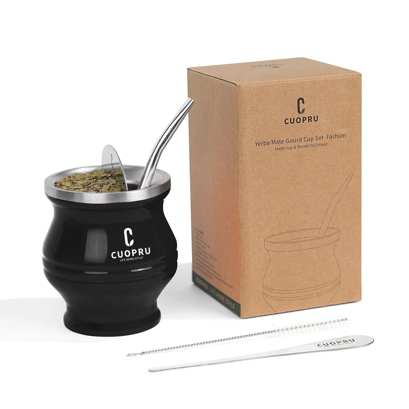 Premium Stainless Steel Yerba Mate Cup | Double-Wall Insulated Mate Gourd Set with Bombilla Straw