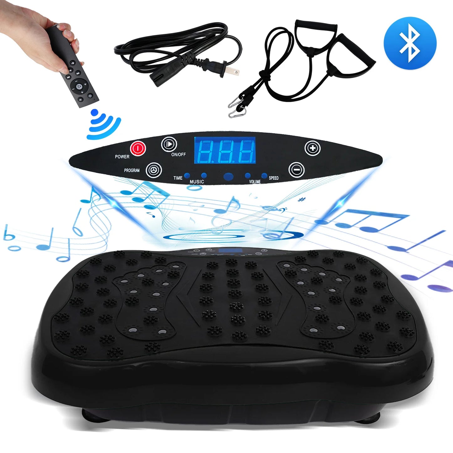 Vibration Plate Exercise Machine | Dual Motor Full Body Shaker with 120 Speeds, Resistance Bands & Remote Control Black