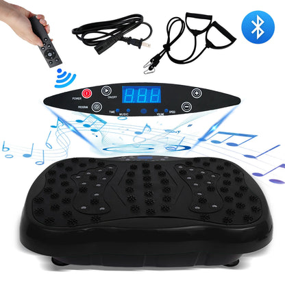 Vibration Plate Exercise Machine | Dual Motor Full Body Shaker with 120 Speeds, Resistance Bands & Remote Control Black