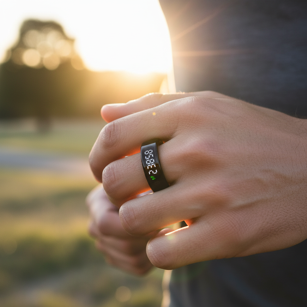 Smart Fitness Ring with OLED Display | Heart Rate, SpO₂, Sleep, Stress & Activity Tracking, 5ATM Waterproof and Wireless Charging