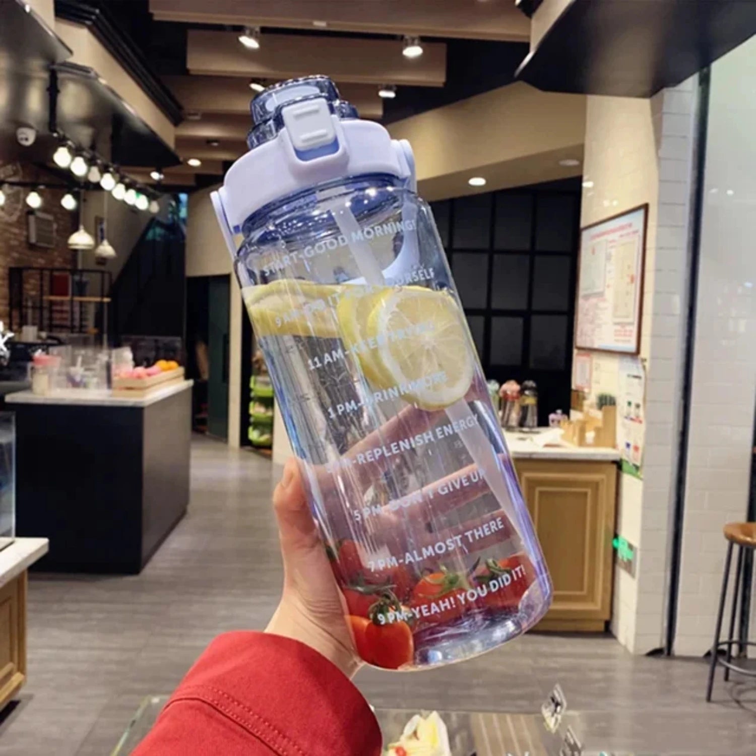 68oz Motivational Water Bottle | 2L BPA-Free Bottle with Time Marker & Straw | Leakproof, Reusable Hydration Tracker for Gym, Office & Travel