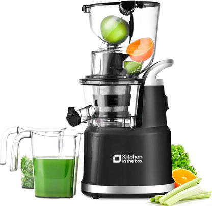 Cold Press Juicer | Wide 3.27" Chute, BPA-Free, High Juice Yield, Low-Noise Masticating Black
