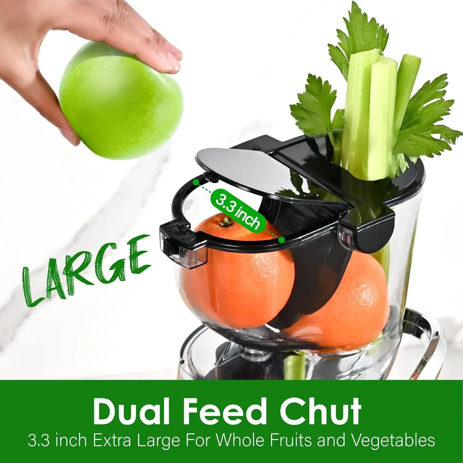 Cold Press Juicer | Wide 3.27" Chute, BPA-Free, High Juice Yield, Low-Noise Masticating