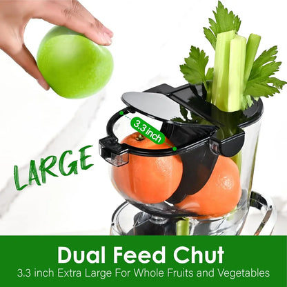 Cold Press Juicer | Wide 3.27" Chute, BPA-Free, High Juice Yield, Low-Noise Masticating