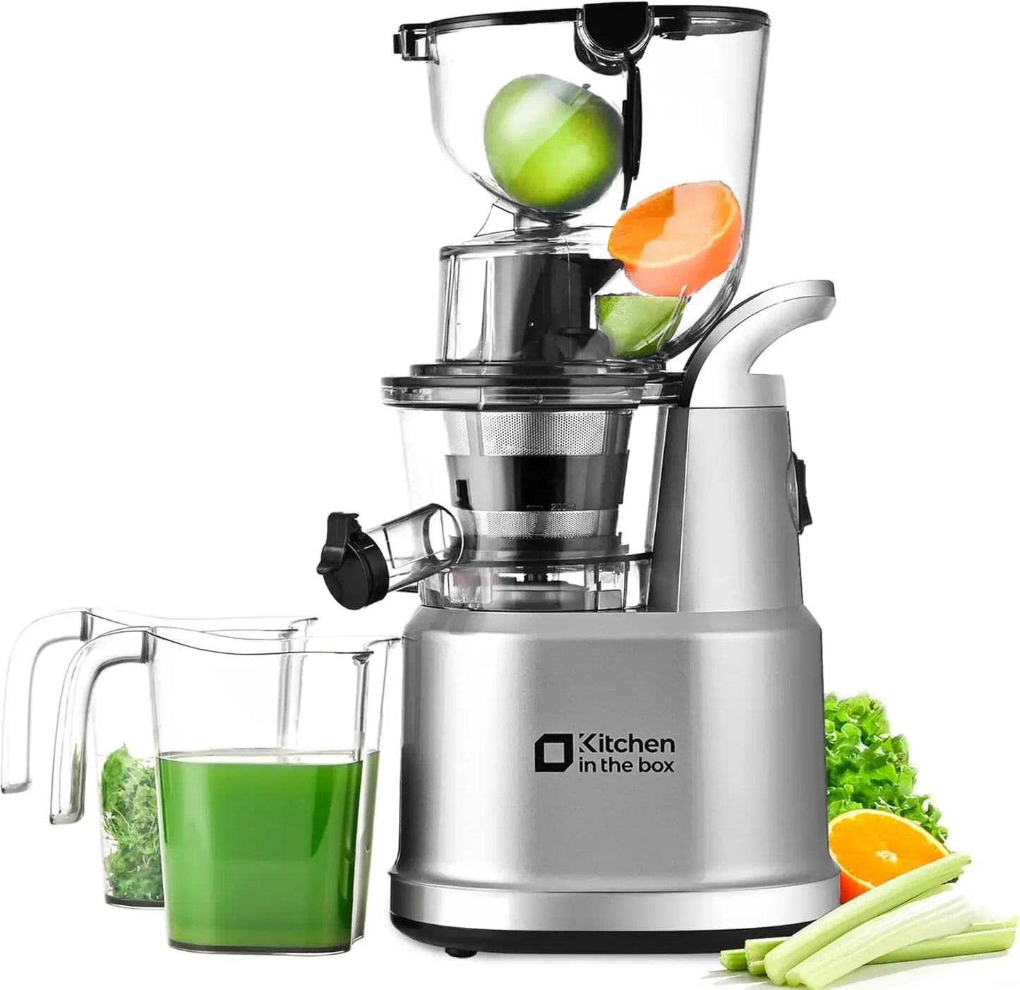 Cold Press Juicer | Wide 3.27" Chute, BPA-Free, High Juice Yield, Low-Noise Masticating Gray