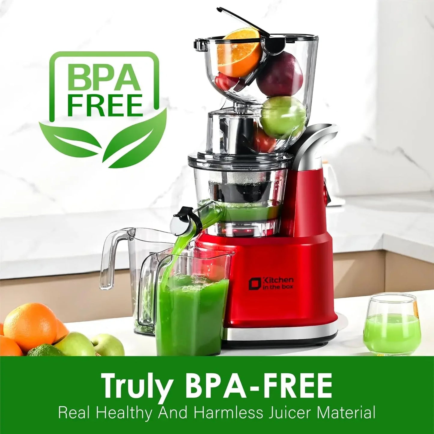 Cold Press Juicer | Wide 3.27" Chute, BPA-Free, High Juice Yield, Low-Noise Masticating