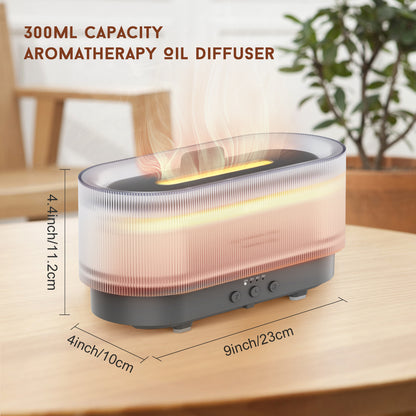 Flame Effect Essential Oil Diffuser 300ml | Ultrasonic Mist, LED Flames, 12H Runtime