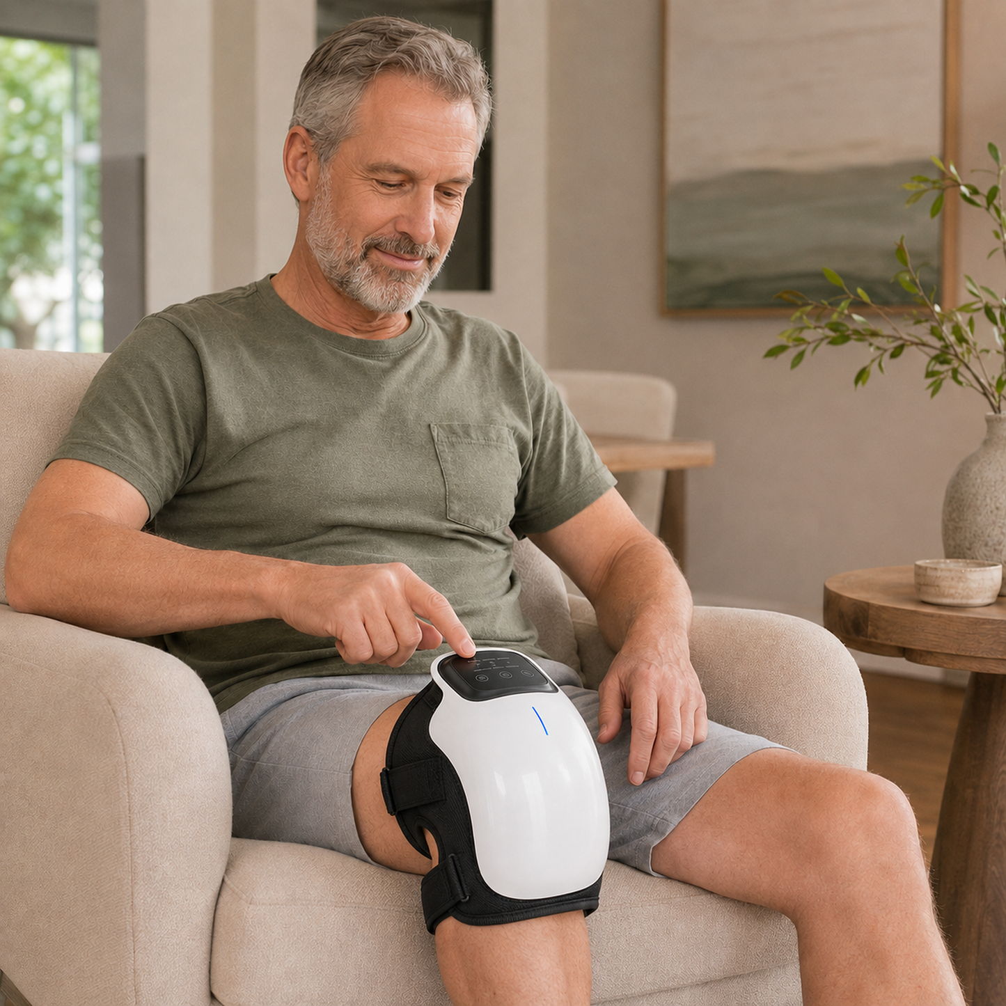 Cordless Heated Knee Massager with Vibration | 3 Heat Levels, 3 Massage Modes, 3000mAh Battery & Adjustable Knee, Elbow and Shoulder Wrap