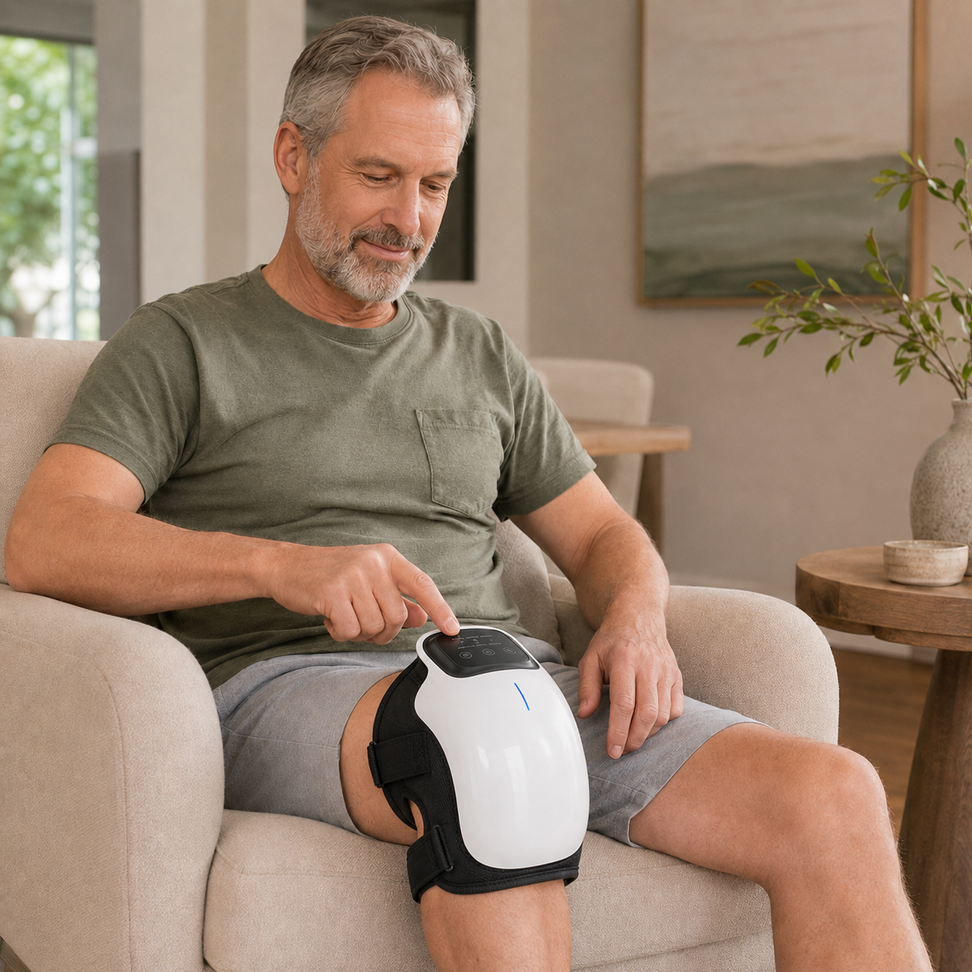 Cordless Heated Knee Massager with Vibration | 3 Heat Levels, 3 Massage Modes, 3000mAh Battery & Adjustable Knee, Elbow and Shoulder Wrap