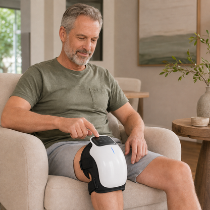 Cordless Heated Knee Massager with Vibration | 3 Heat Levels, 3 Massage Modes, 3000mAh Battery & Adjustable Knee, Elbow and Shoulder Wrap